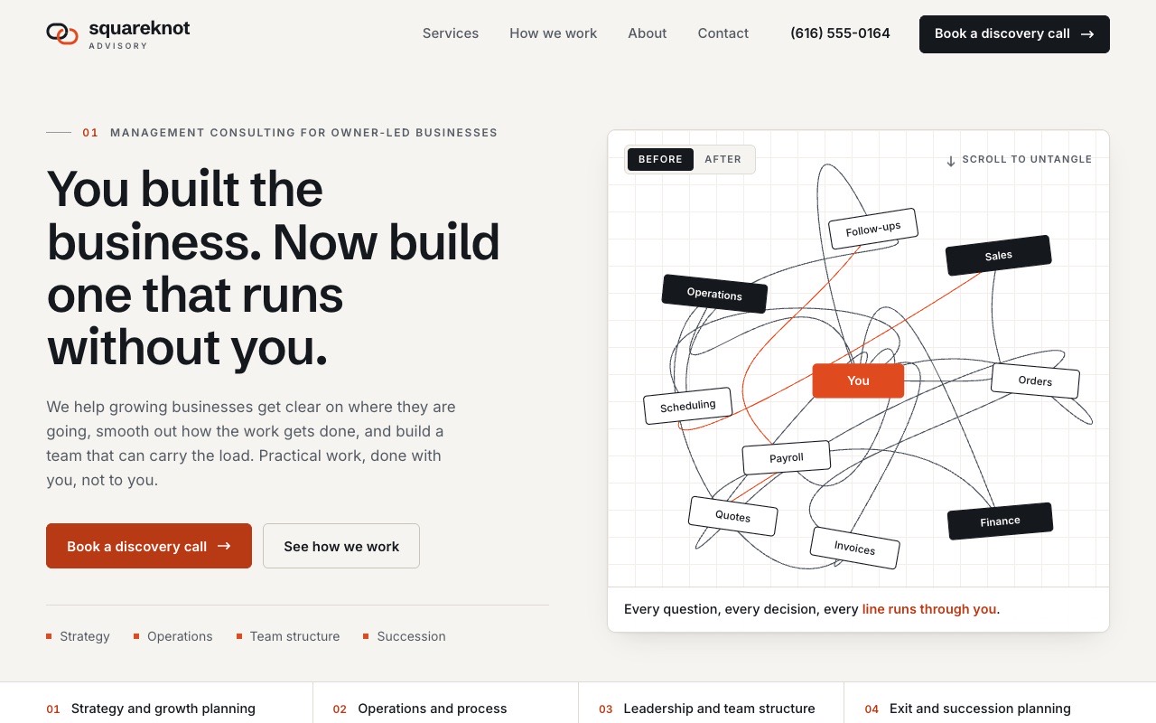 Squareknot Advisory concept website homepage