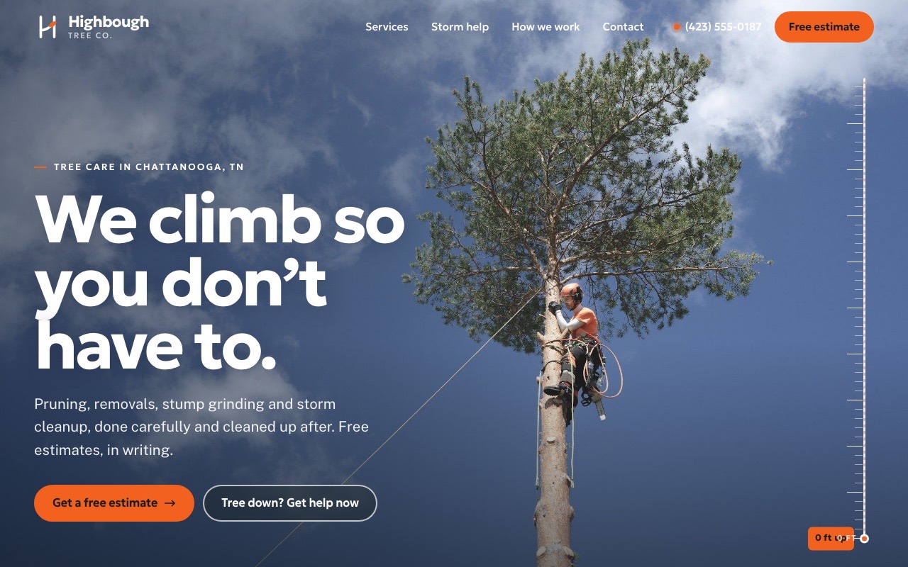 Highbough Tree Co. concept website homepage