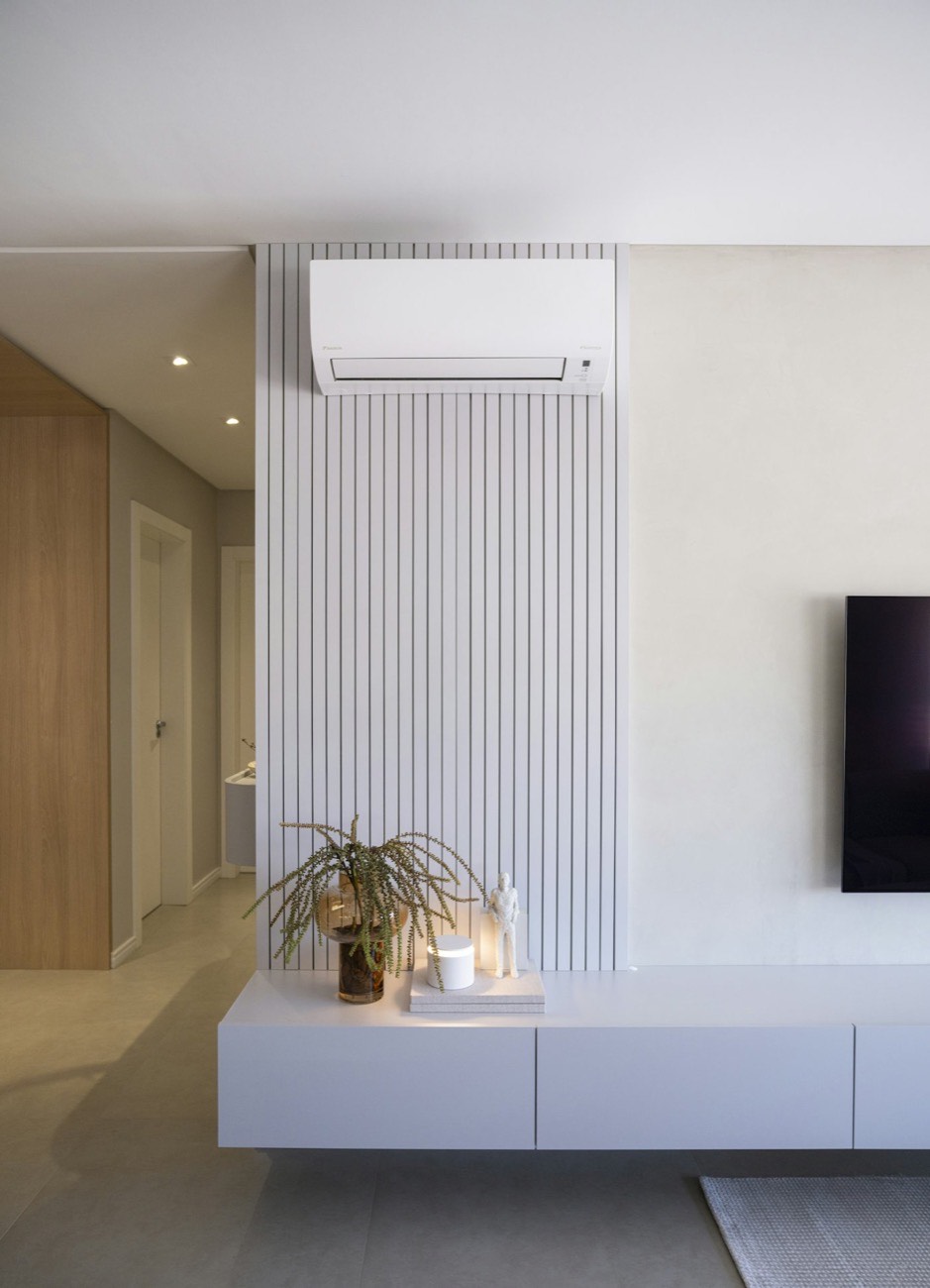 Bright living room with a wall-mounted mini-split